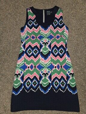 Gabby Skye Navy Blue Dress with Multicolor Accent